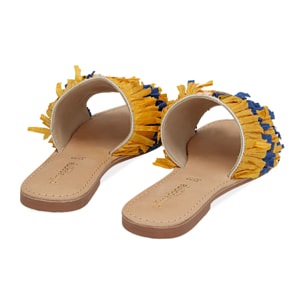 Chanclas de rafia amarillo/turquesa