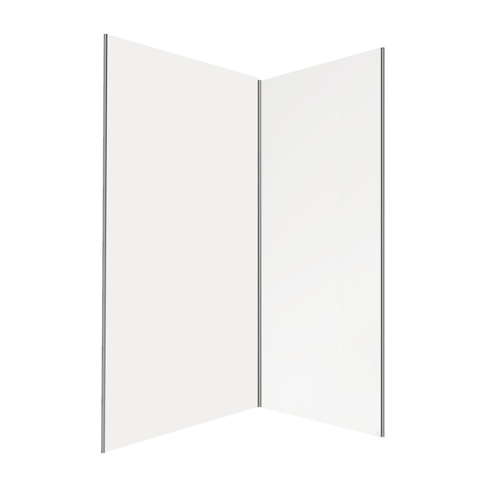 Lot 2 panneaux muraux aluminium Blanc 80 et 120 x 250 cm avec profilés chrome - WALL'IT