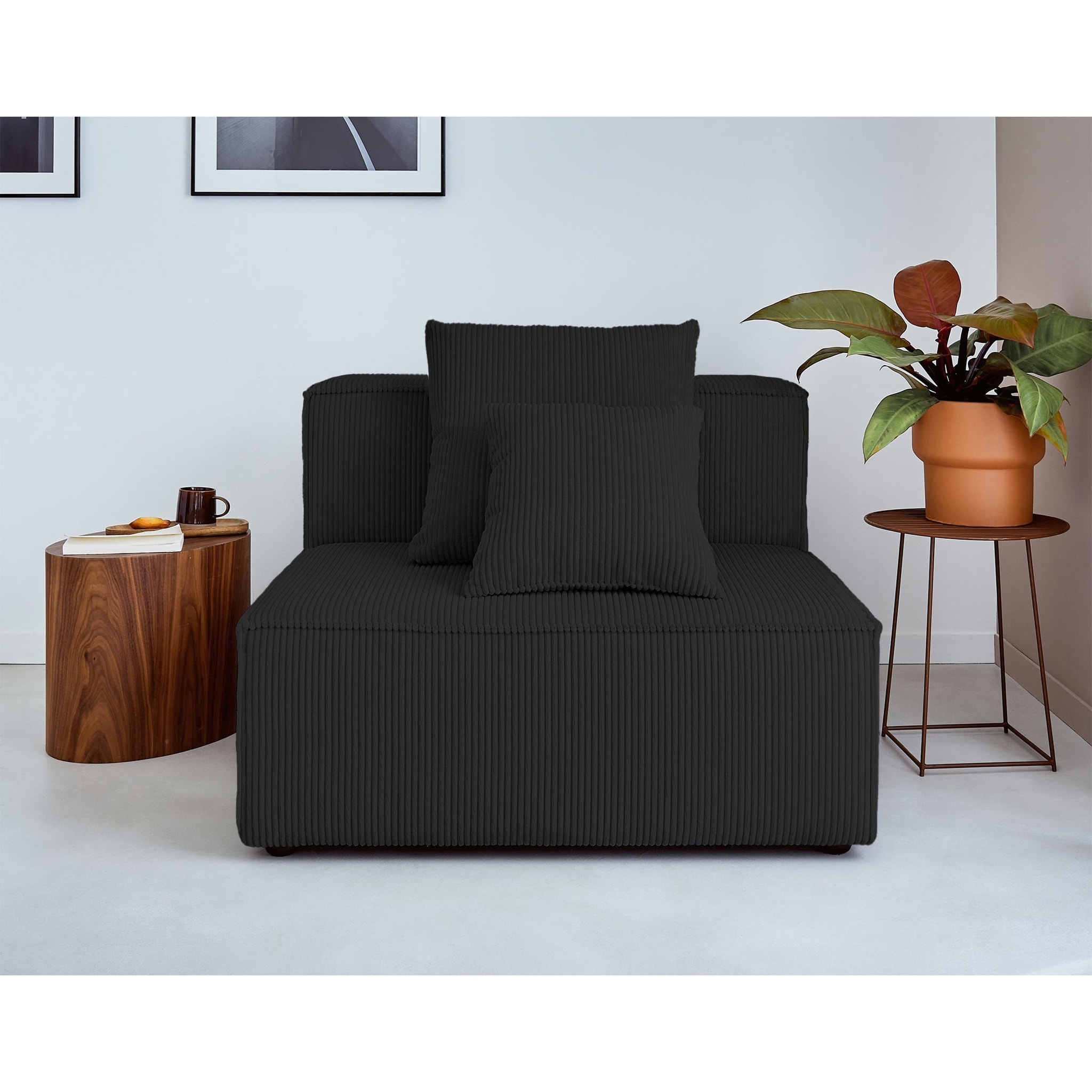 Colombine - module d'assise - en velours côtelé - Noir