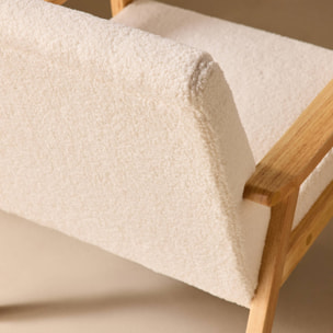 Fauteuil scandinave bois de peuplier, d'hévéa et bouclette ISAK