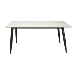 Table en céramique effet marbre blanc et métal noir L160cm - STONE