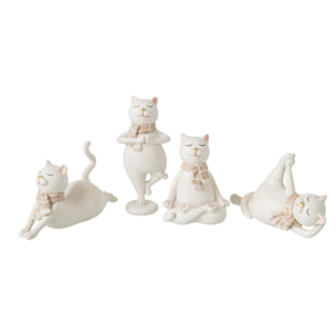 J-Line Chat foulard - polyrésine - blanc - assortiment de 4