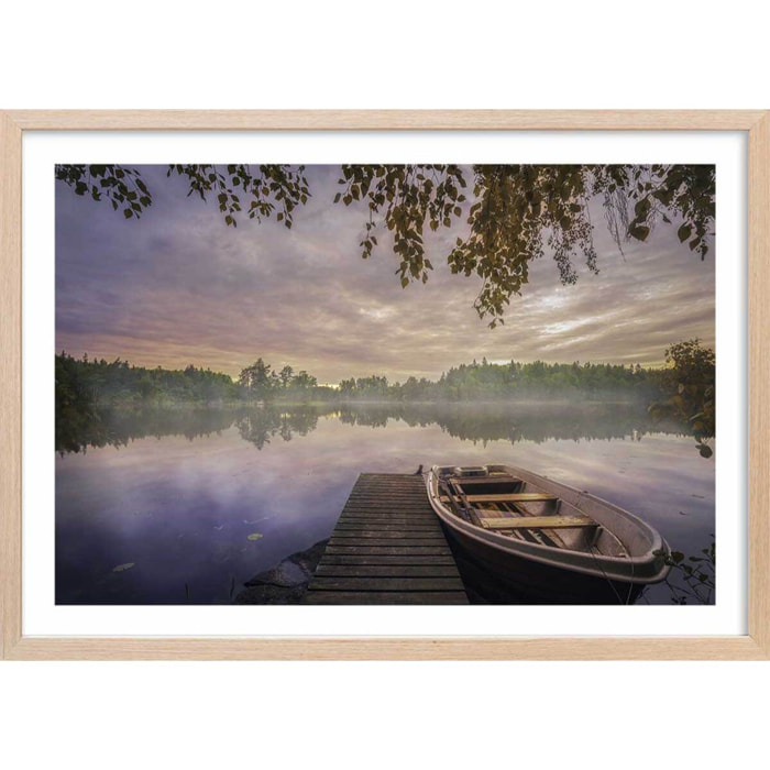 Affiche lacs colorés Affiche + cadre en bois - Chêne