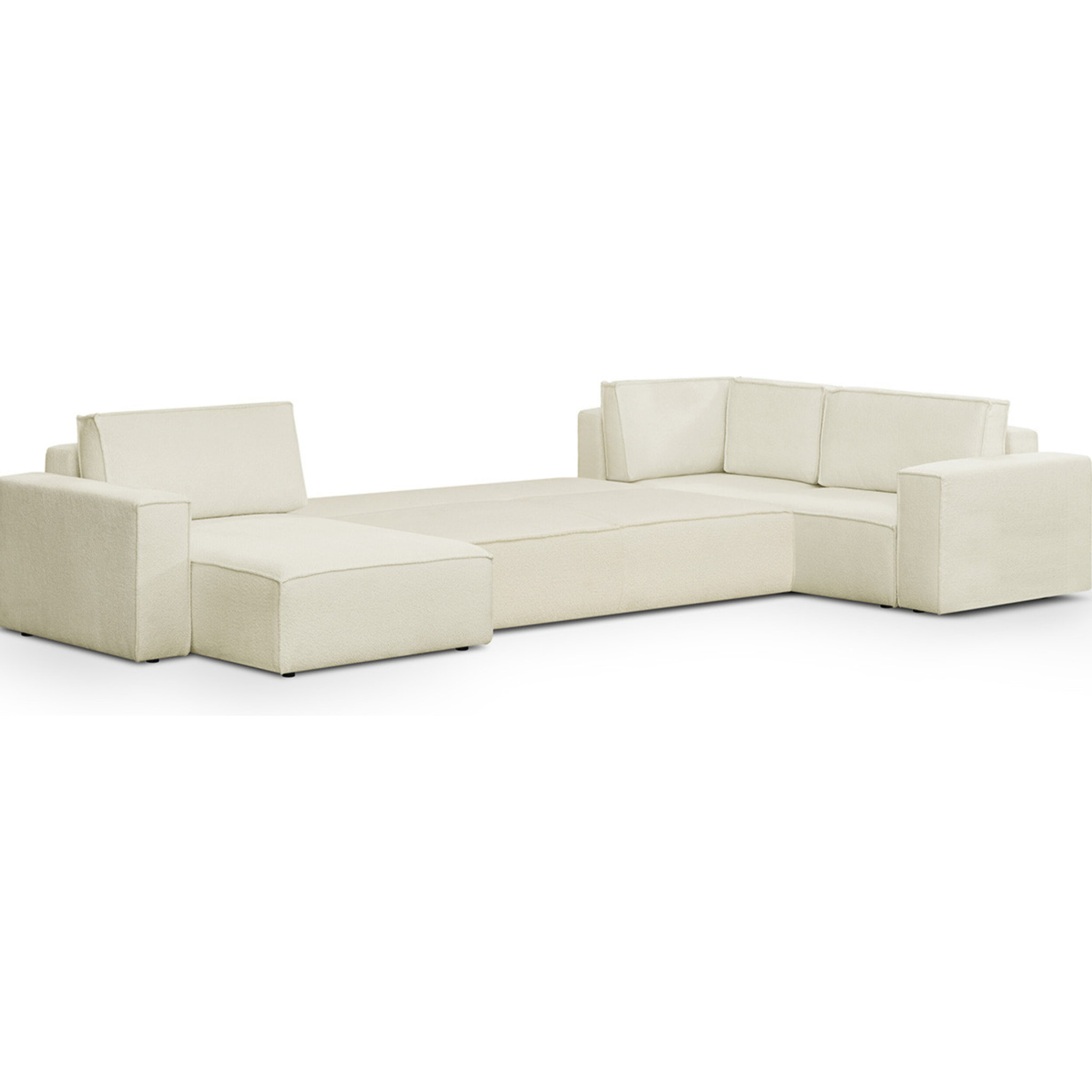 Canapé d'angle droit convertible 8 places en tissu bouclé - HARPER MOD