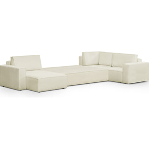 Canapé d'angle droit convertible 8 places en tissu bouclé - HARPER MOD