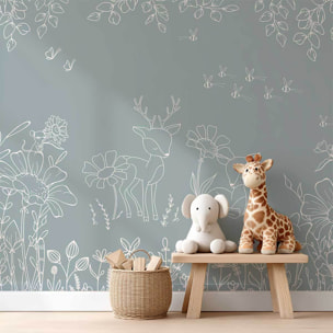 Papier peint forêt animaux chambre enfant - Le Songe du Faon Intissé