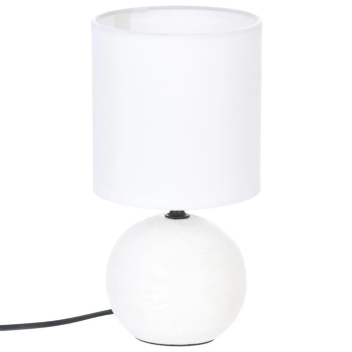 Lampe "Timeo" blanche striée - céramique H25 cm