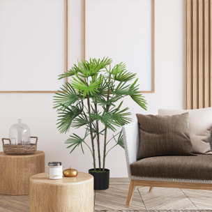 Palmier artificiel - plante artificielle H.90cm - 3 pieds 24 feuilles grand réalisme - pot inclus
