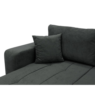 Nicole - Canapé panoramique en U 7 places convertible avec coffre en tissu - Gris Anthracite