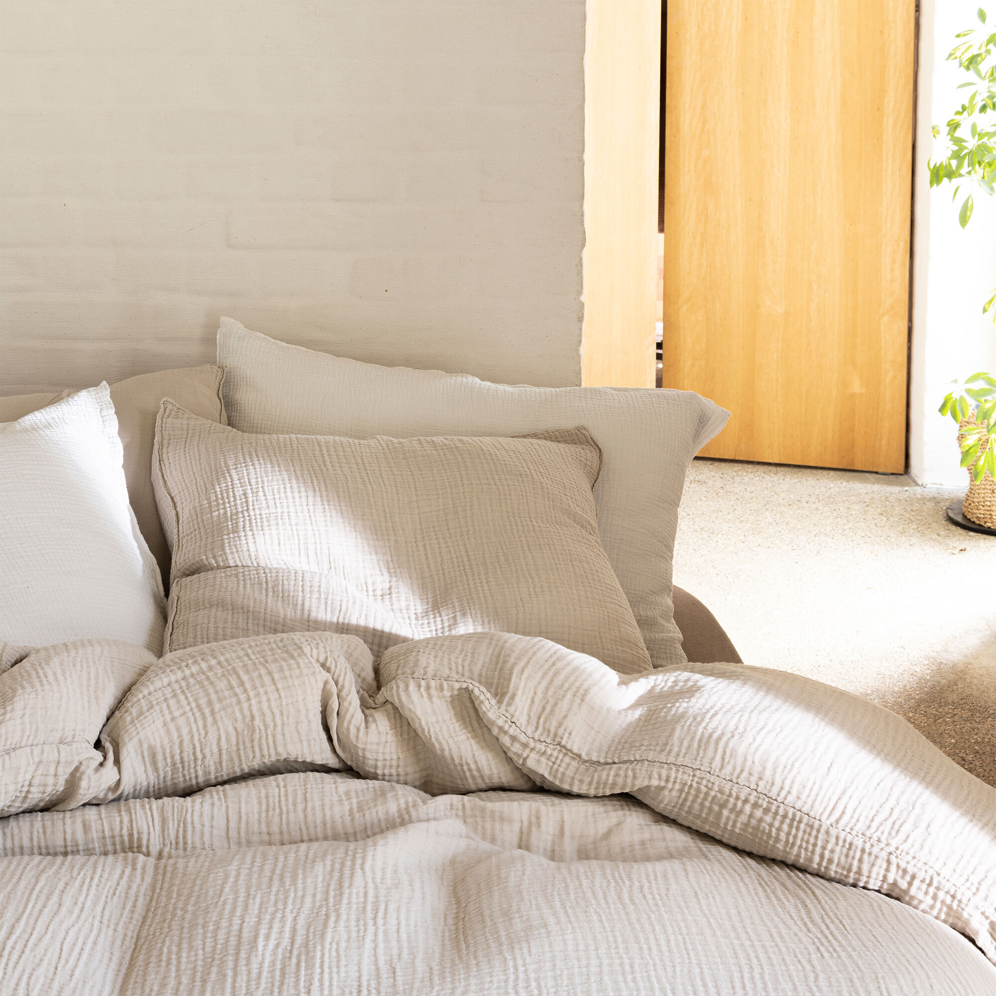 Taie d'oreiller en gaze de coton, SIMPLEMENT GAUFRÉ