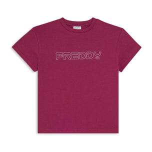 T-shirt bambina con logo FREDDY in strass