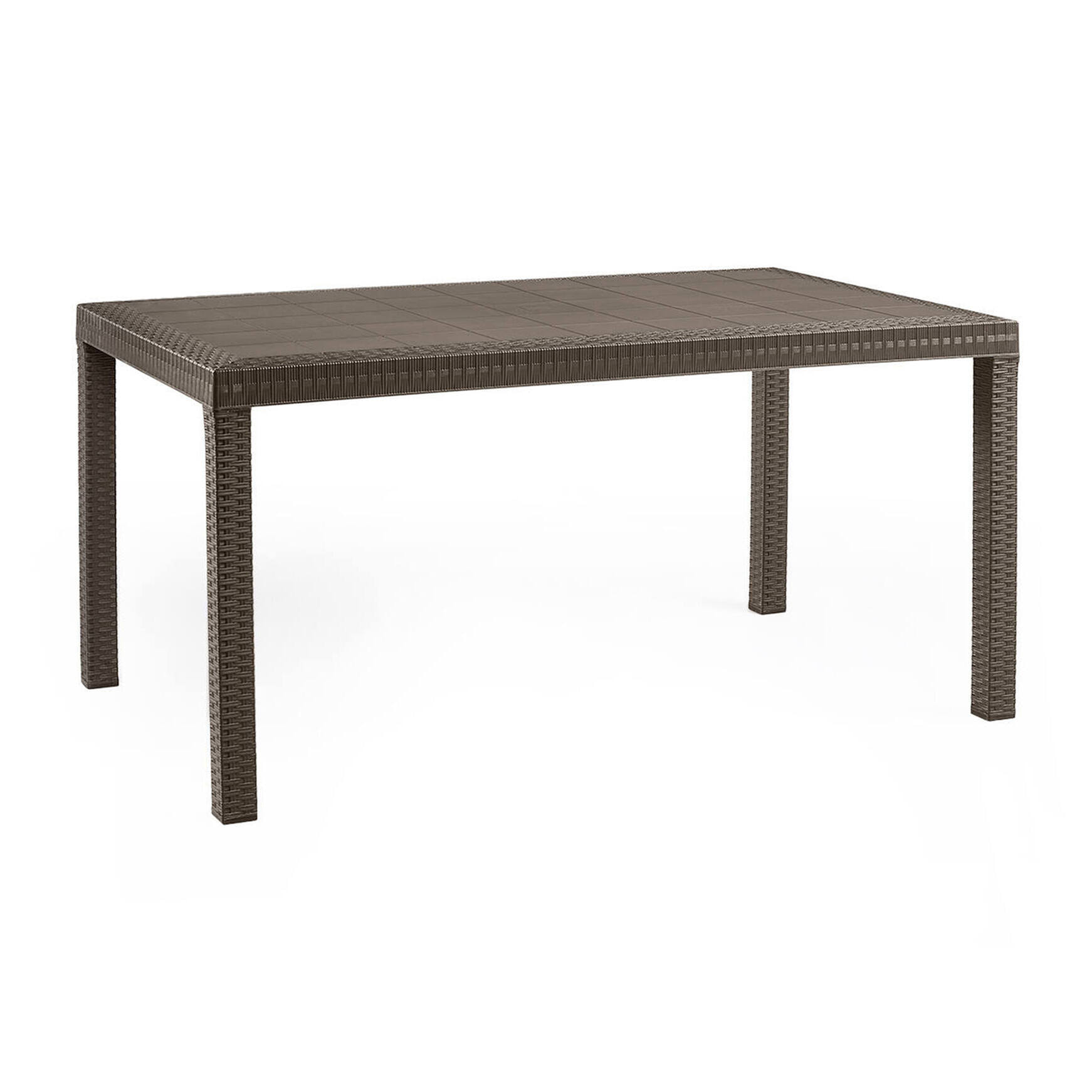 Tavolo da esterno Giove, Tavolo rettangolare da giardino, Tavolo da giardino multiuso effetto rattan, 100% Made in Italy, Cm 150x90h74, Marrone