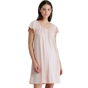 Camicia da notte donna in cotone con manica corta e  e apertura sul davanti articolo little flower Noidinotte