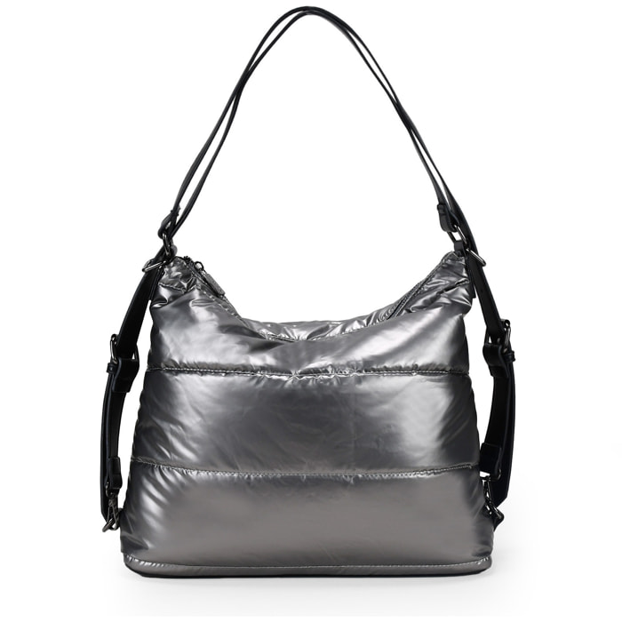 Bolso mochila plomo con acolchado