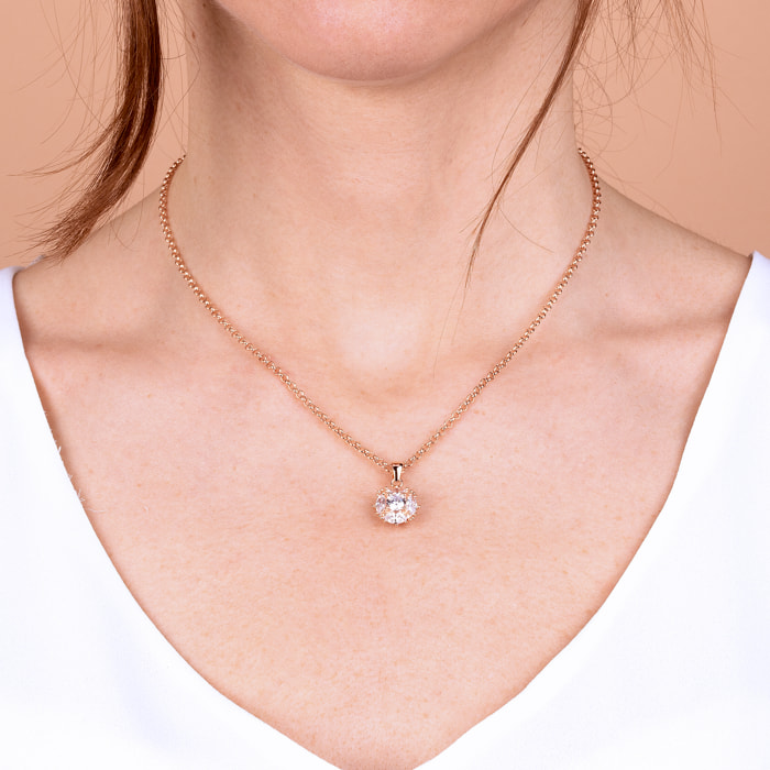 Collana Catena Rolo con Punto Luce in Cubic Zirconia