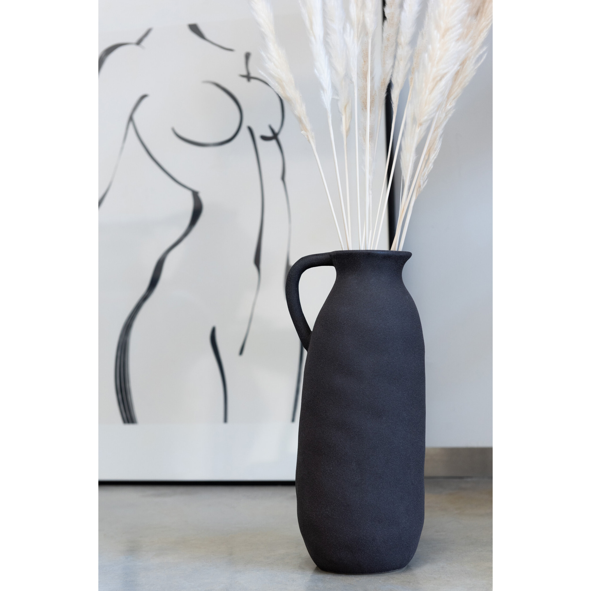 J-Line vase Cruche - céramique - noir - large - 36 cm de hauteur