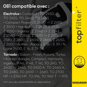 Lot de 4 packs de 4 sacs aspirateur 64081 Electrolux et Tornado TopFilter Premium