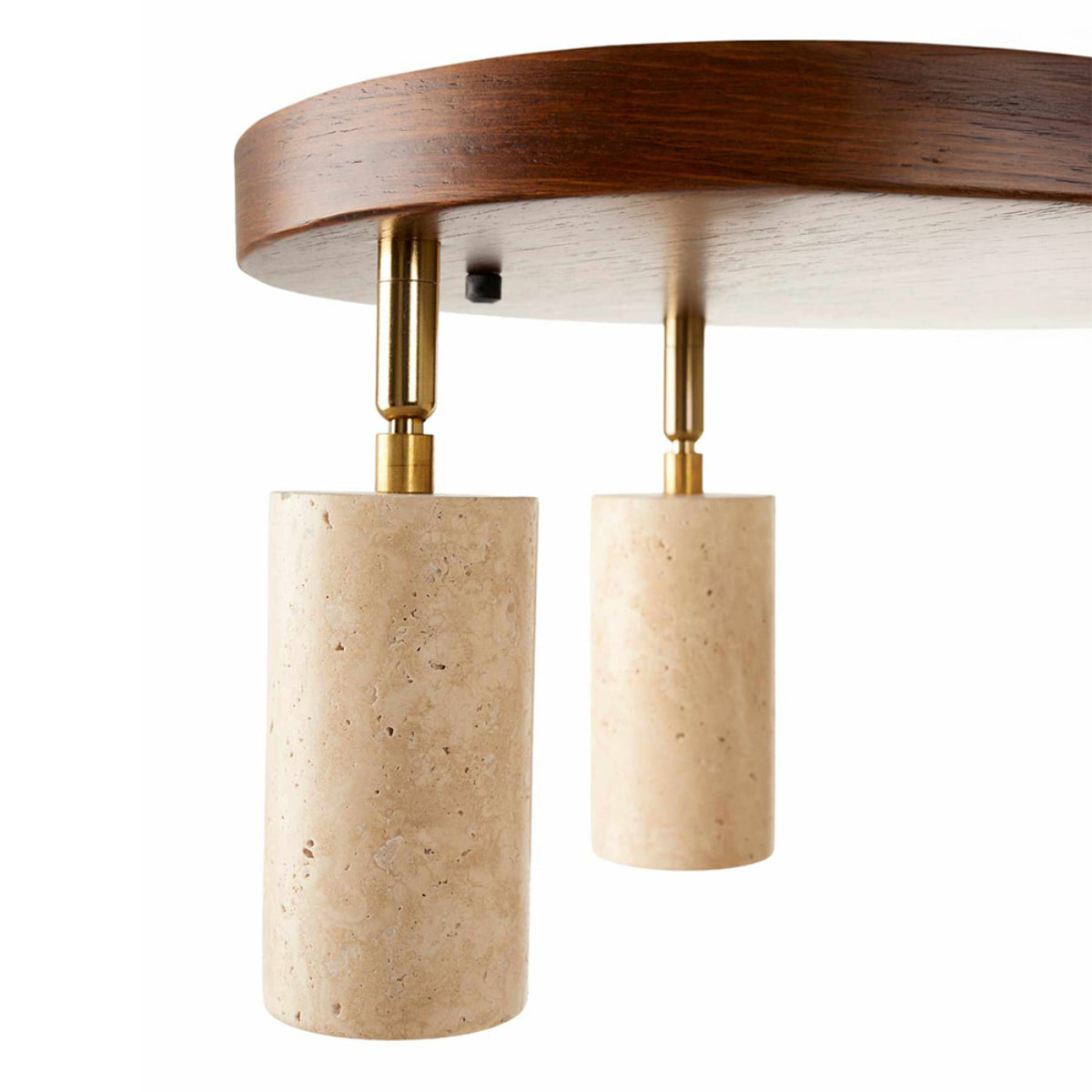 Luminaire rond avec 3 spots orientables en travertin et effet bois TIVOLI