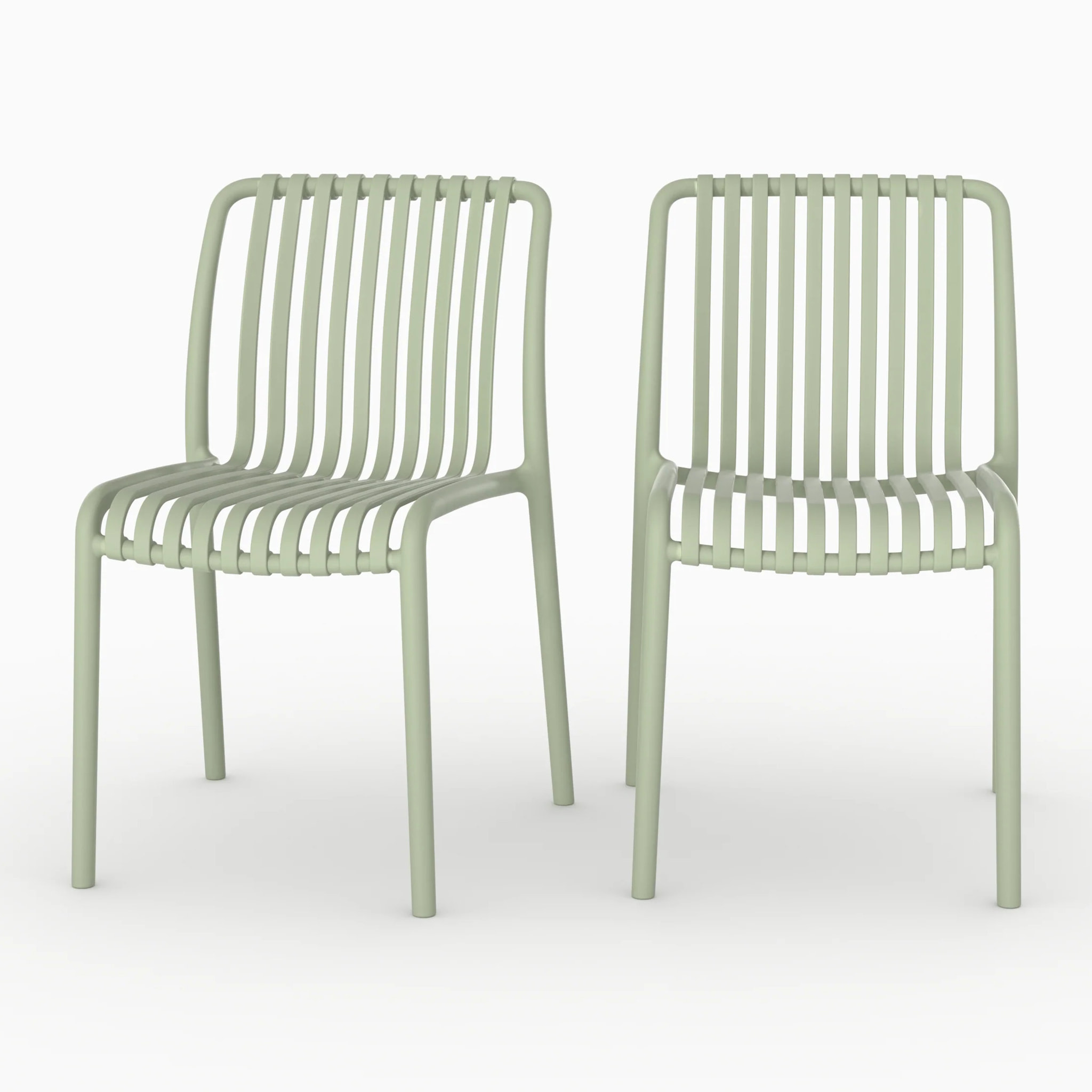 Lot de 2 chaises de jardin empilables en plastique vert pastel - Duli