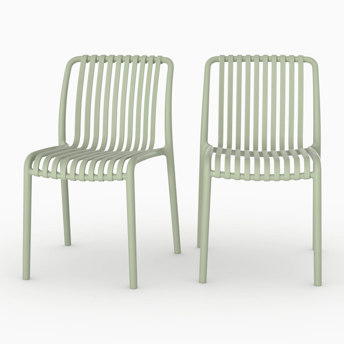 Lot de 2 chaises de jardin empilables en plastique vert pastel - Duli