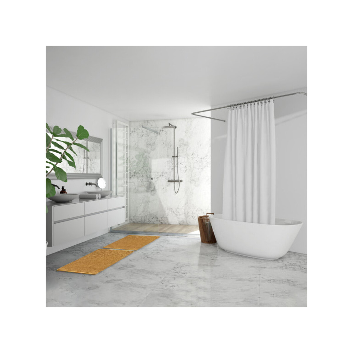 Tapis de salle de bain rectangulaire 40 x 60 cm en coton - WILLOW