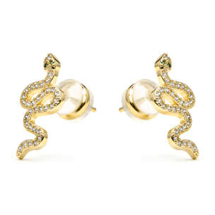 Pendientes acabado oro amarillo de 18k y Circonita Brillante
