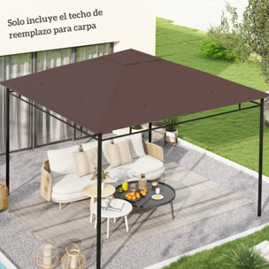 Outsunny Techo de Repuesto para Cenador, 3x3 m, Cubierta de Repuesto con 8 Orificios de Drenaje, Ventilación y Protección UV, SOLO Toldo de Recambio para Pabellón Gazebo, Café