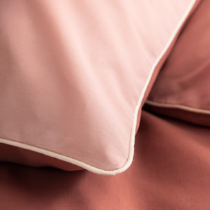 Housse de couette bicolore en coton, BONS JOURS, Rose terracotta / poudre