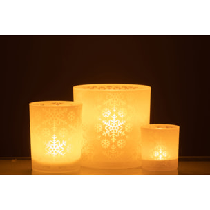 J-Line photophore Neige - verre - blanc - large