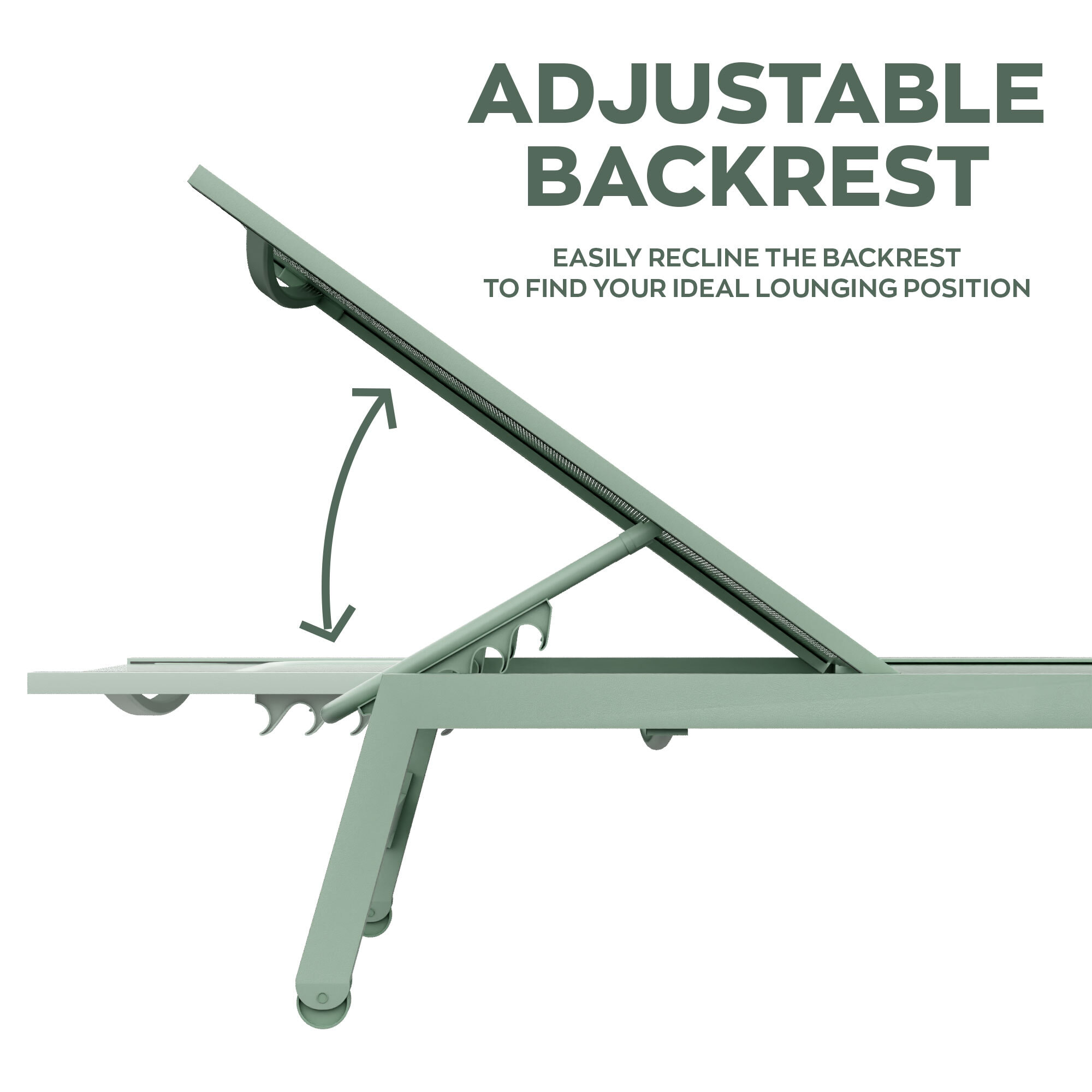 Nilo - Lettino Prendisole da Giardino Mare Piscina 192x55x30 cm in Alluminio e Textilene Verde Salvia