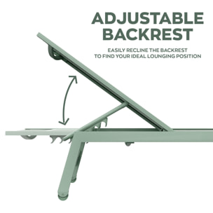 Nilo - Lettino Prendisole da Giardino Mare Piscina 192x55x30 cm in Alluminio e Textilene Verde Salvia