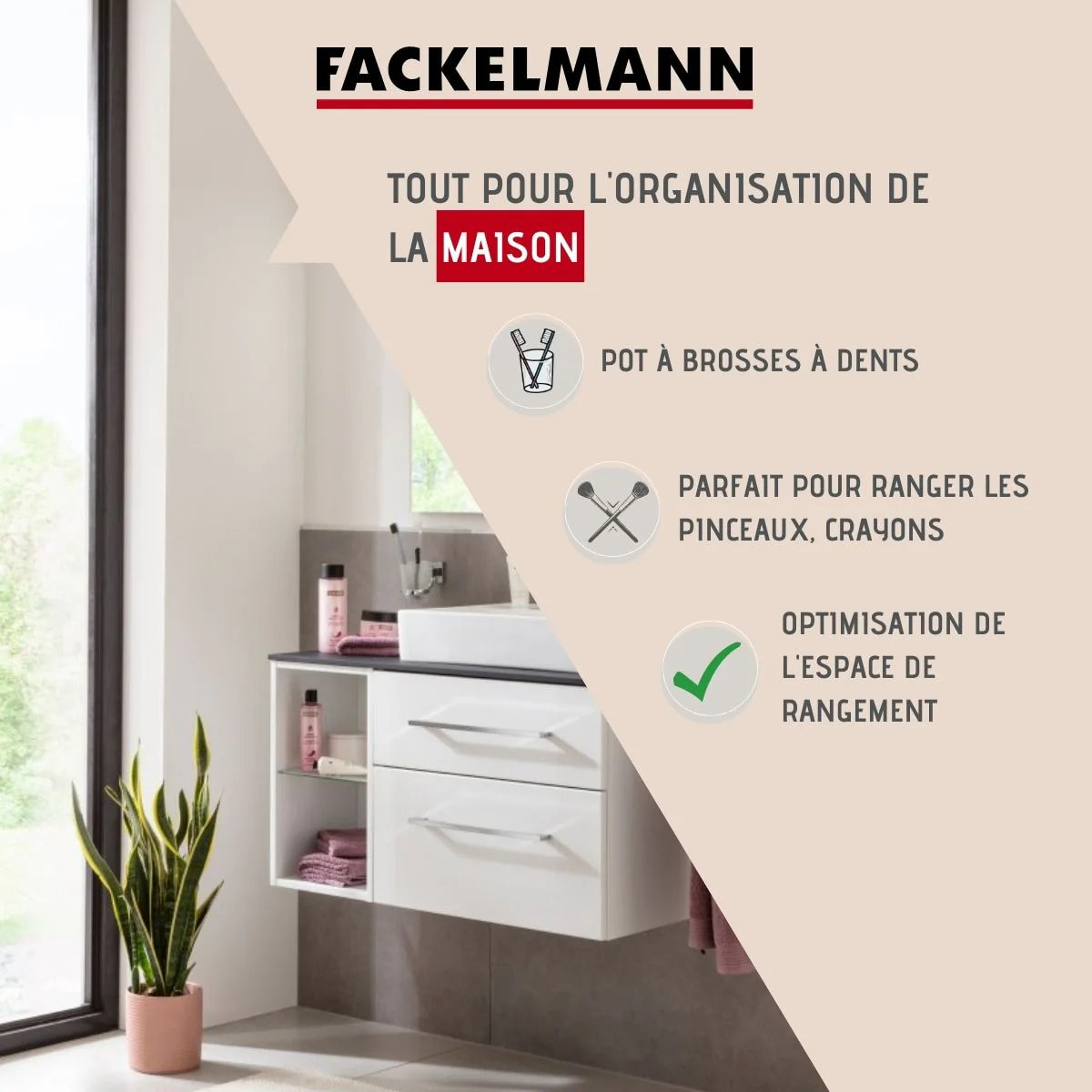 Porte brosse à dents mural gris chromé Fackelmann Mare
