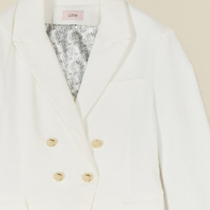 Oltre - Giacca doppiopetto misto cotone - Bianco