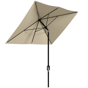 Parasol rectangulaire inclinable de jardin avec manivelle métal polyester haute densité anti UV 50+ beige