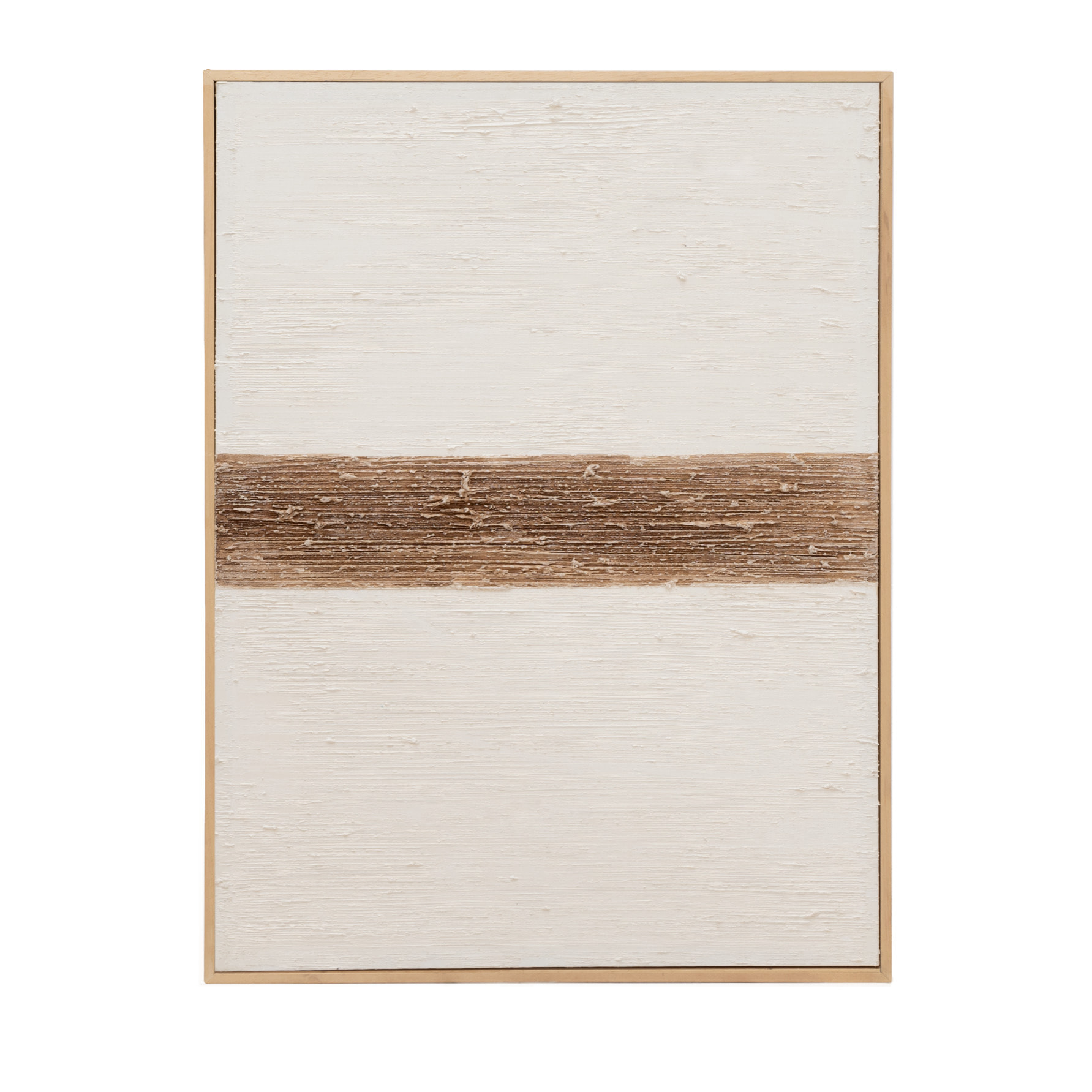 Tableau blanc et marron décoratif sur coton avec cadre en bois peint à la main à la peinture à l'huile en différentes tailles