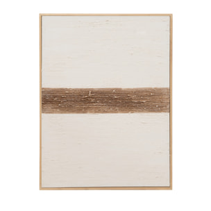 Tableau blanc et marron décoratif sur coton avec cadre en bois peint à la main à la peinture à l'huile en différentes tailles