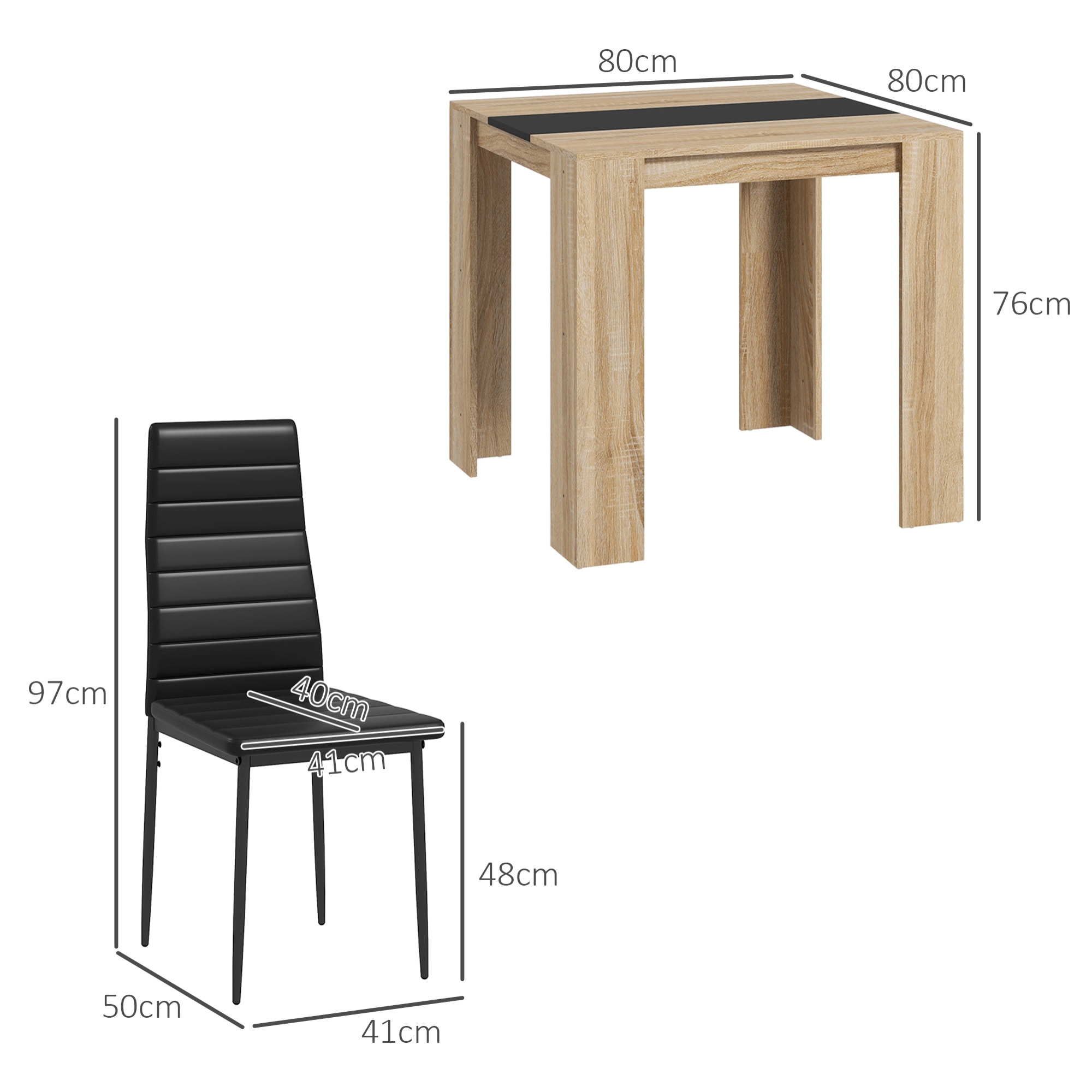 Ensemble table et chaises de salle à manger style moderne - 3 pièces - noir