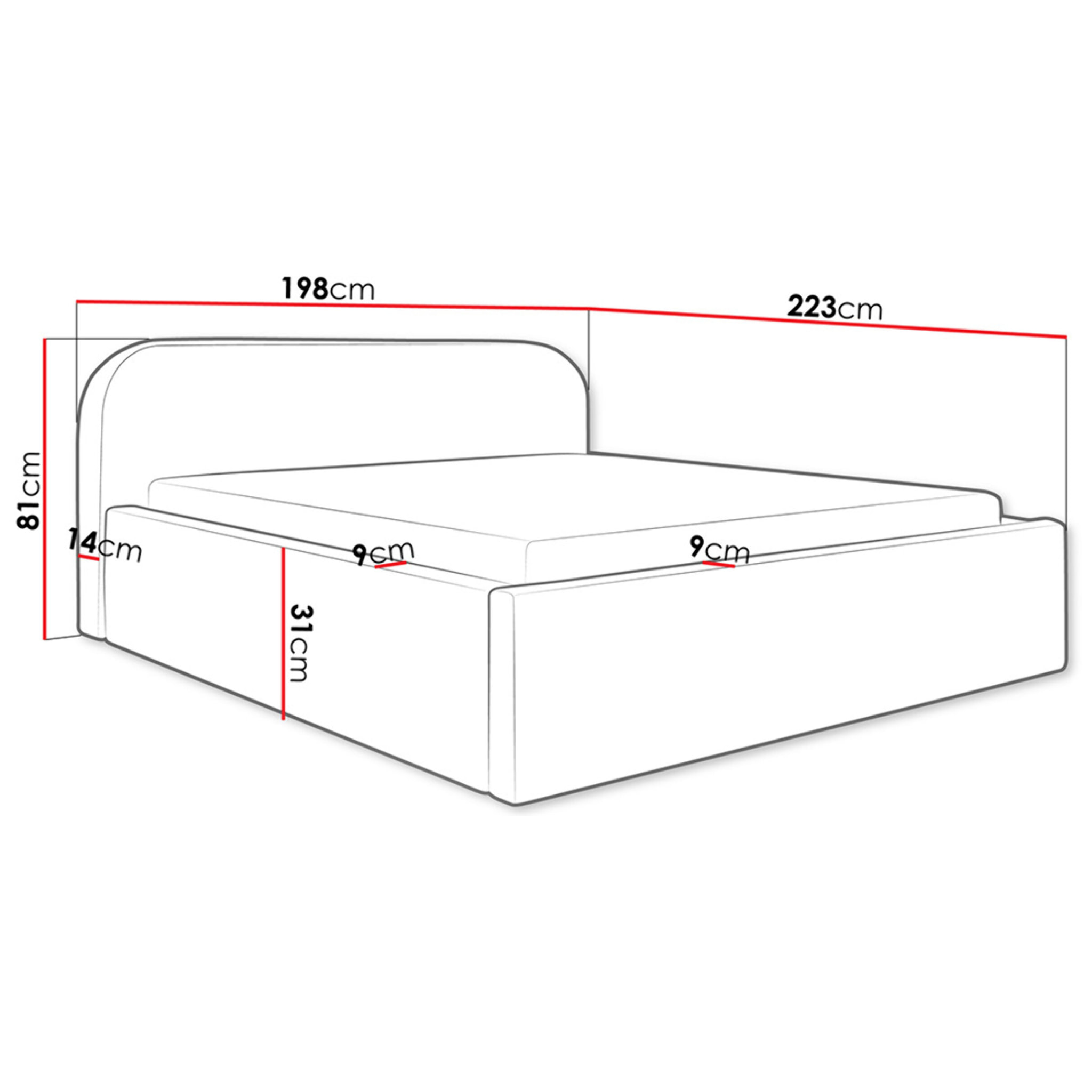 Orane - lit coffre - 180x200 cm - en tissu bouclette - Bleu