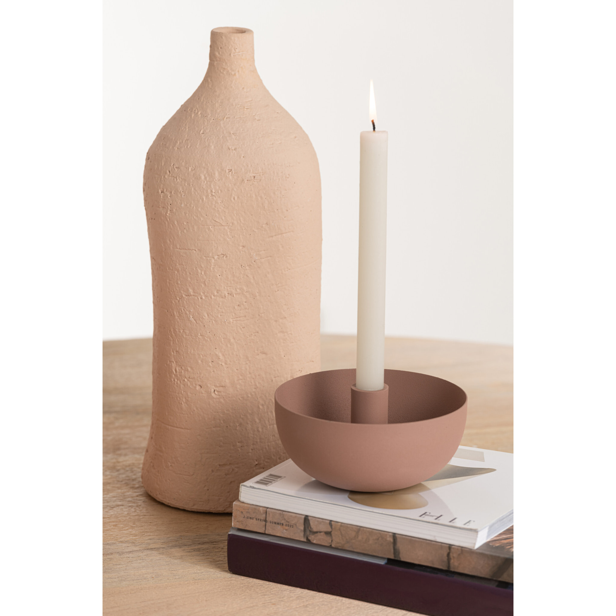 J-Line bougeoir Bol - acier - vieux rose - large