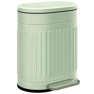Poubelle à pédale design ovale métal ondulé 20L vert sauge clair