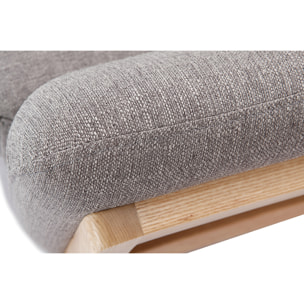 Canapé scandinave 3 places en tissu gris et bois clair YOKO