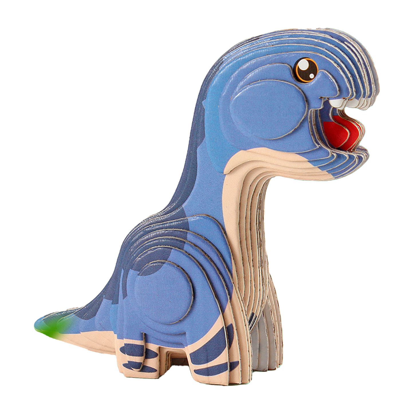 Puzle 3D de cartón con relieve. Diseño de Brontosaurus.