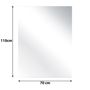 Specchio Rettangolare Filolucido Con Vetro Da 5 mm Bordi a 90&deg; Installazione Verticale e Orizzontale Reversibile Con Pellicola Antiesplosione e Ganci Inclusi Design Moderno Per Bagno Casa 70 X 110 Cm