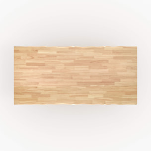 Table rectangulaire en bois d'hévéa massif clair 8 personnes - Robin