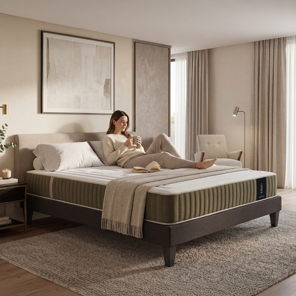 Matelas Opaline Mémoire de Forme & Mousse Polyuréthane Supersoft, 30 cm, Soutien Ferme, 4 poignées, Garantie 10 ans.