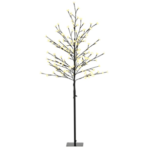 HOMCOM Luz de Árbol de Cerezo con 150 Luces LED IP44 Blanco Cálido Lámpara Decorativa de Flor de Cerezo con Ramas Flexibles para Salón Fiestas Interiores 17x17x150 cm Negro