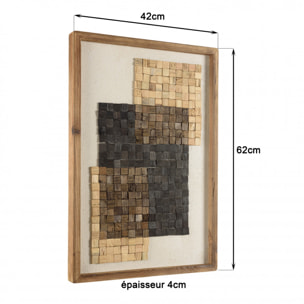 ANDRIAN - Décoration murale n°2 42x62cm mosaïque beige/noire Pin recyclé