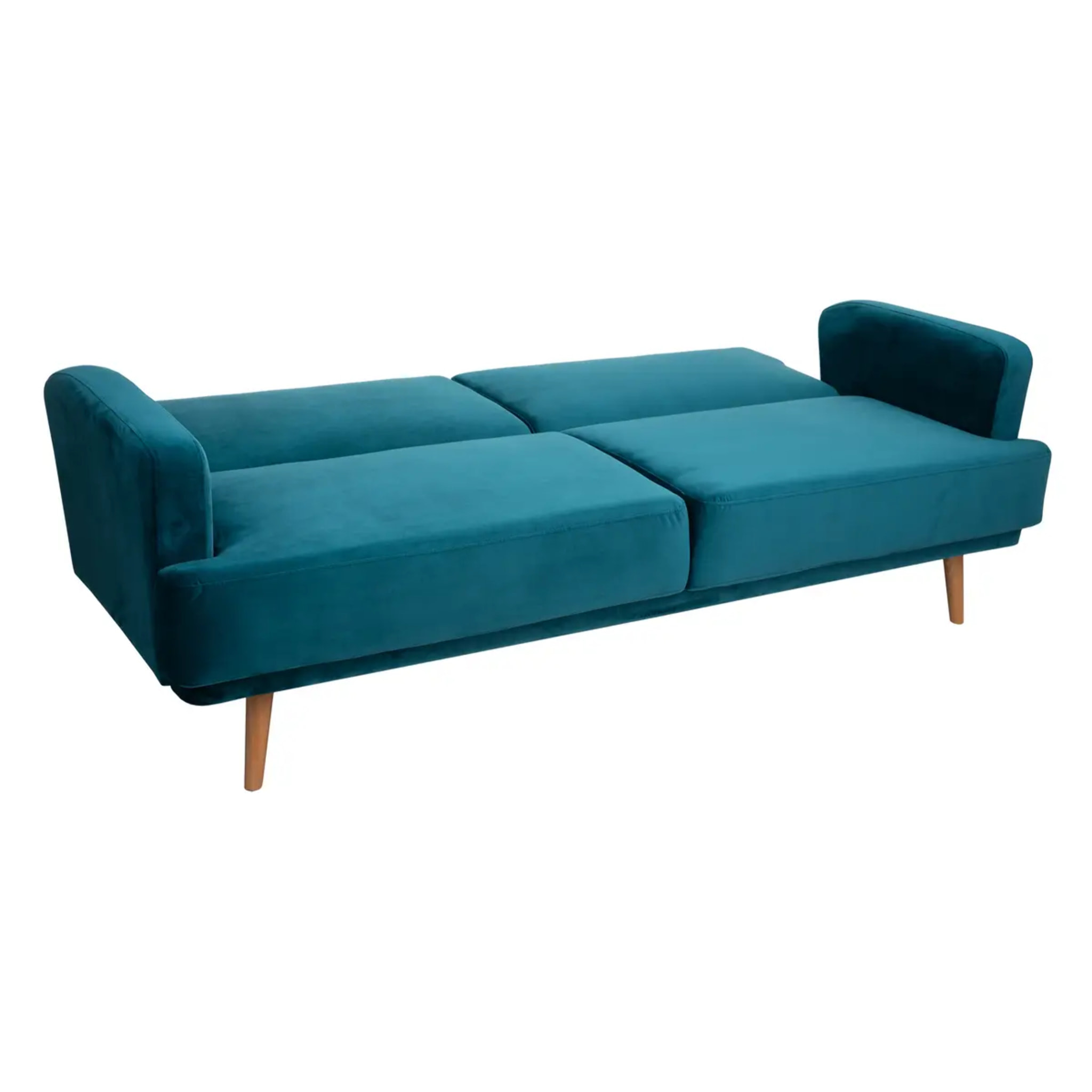 Canapé convertible "Jack" bleu en velours 3 places
