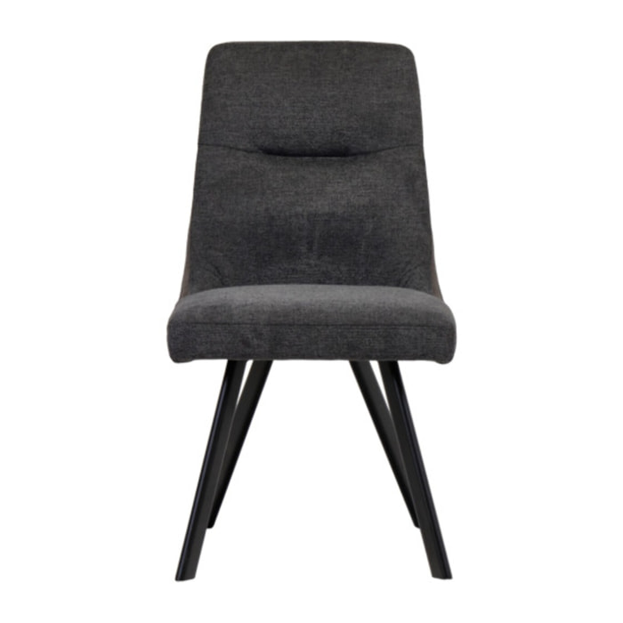 Chaise en tissu chiné avec liseré & pieds en métal - DENIZA
