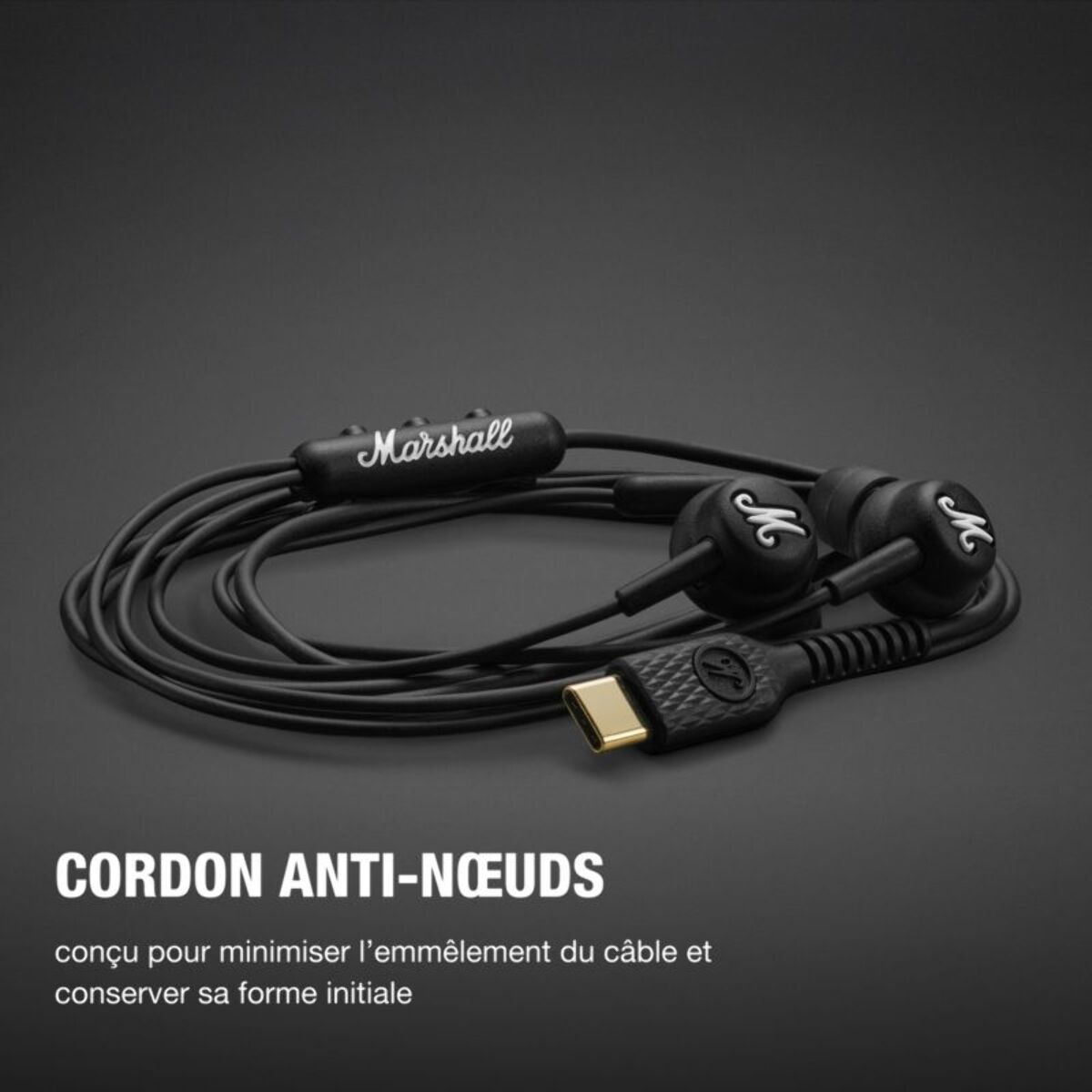 Ecouteurs MARSHALL Mode noirs - Filaires, intra-auriculaires, USB-C